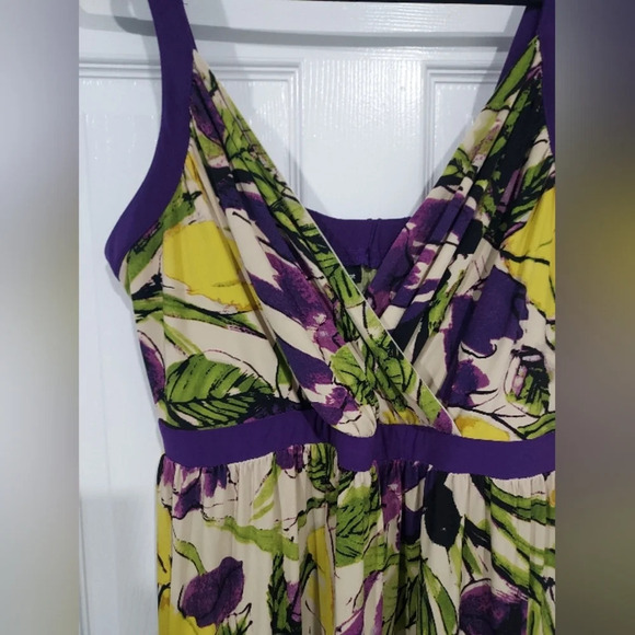 Lane Bryant Yellow, Purple and Green Floral Sleeveless Maxi Dress in Size 18/20 - Picture 5 of 12